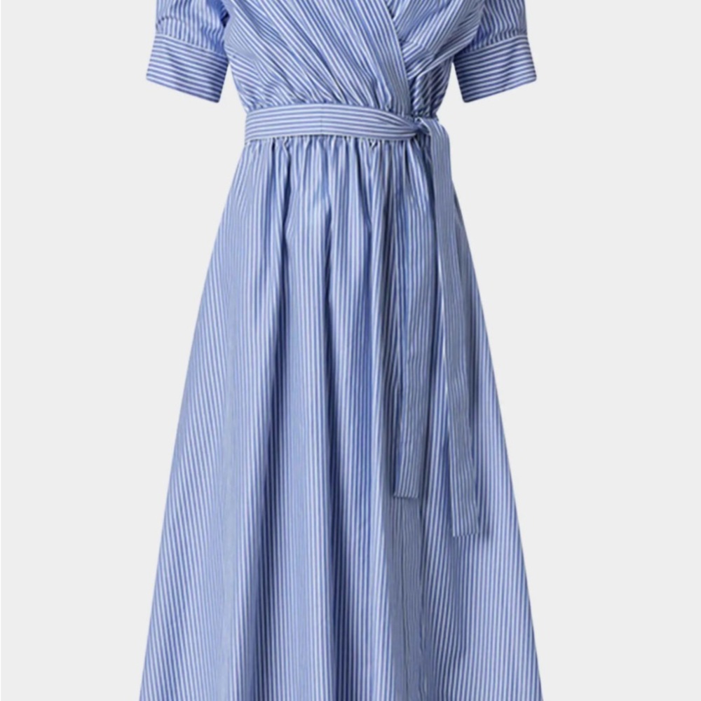Aquazzura Blue and White Striped Midi Dress